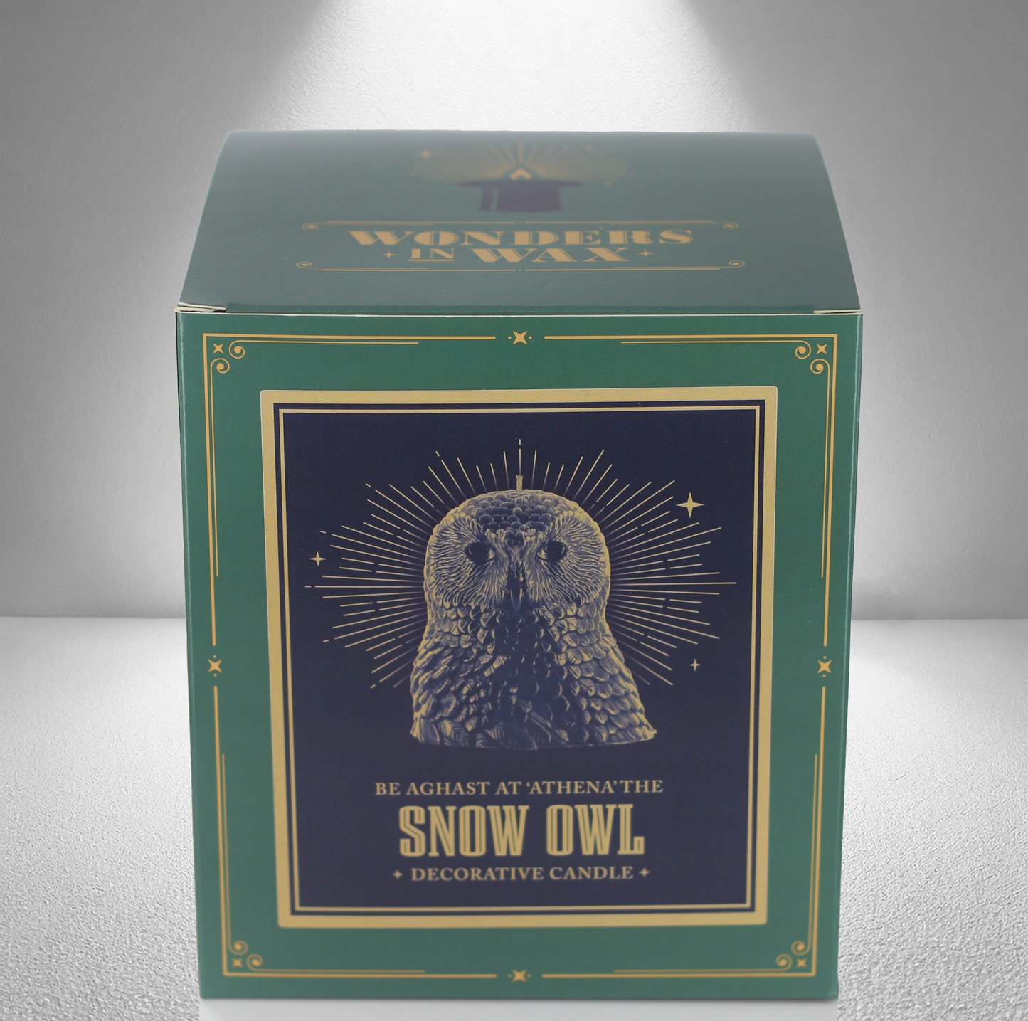 'Athena' Snow Owl Candle- Teal - wondersinwax