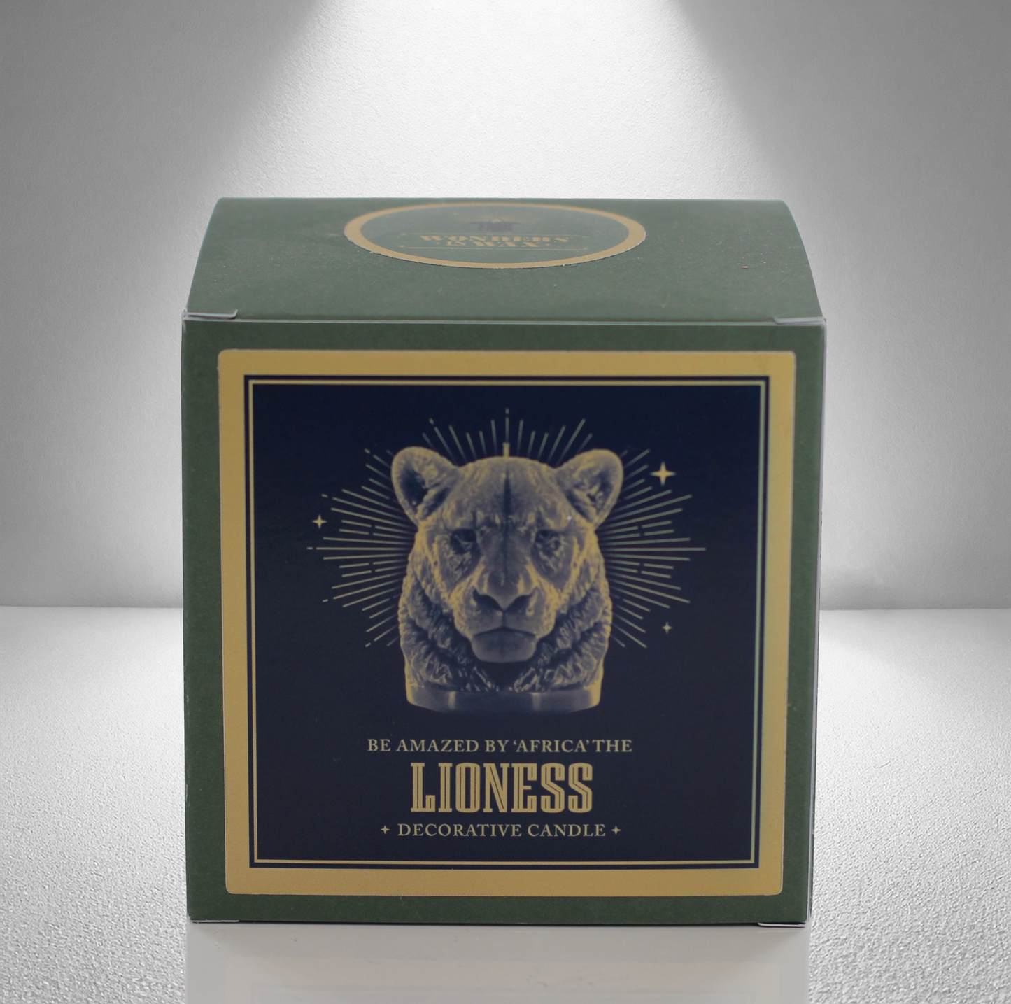 'Africa' Lioness Miniature Candle- Light Teal - wondersinwax