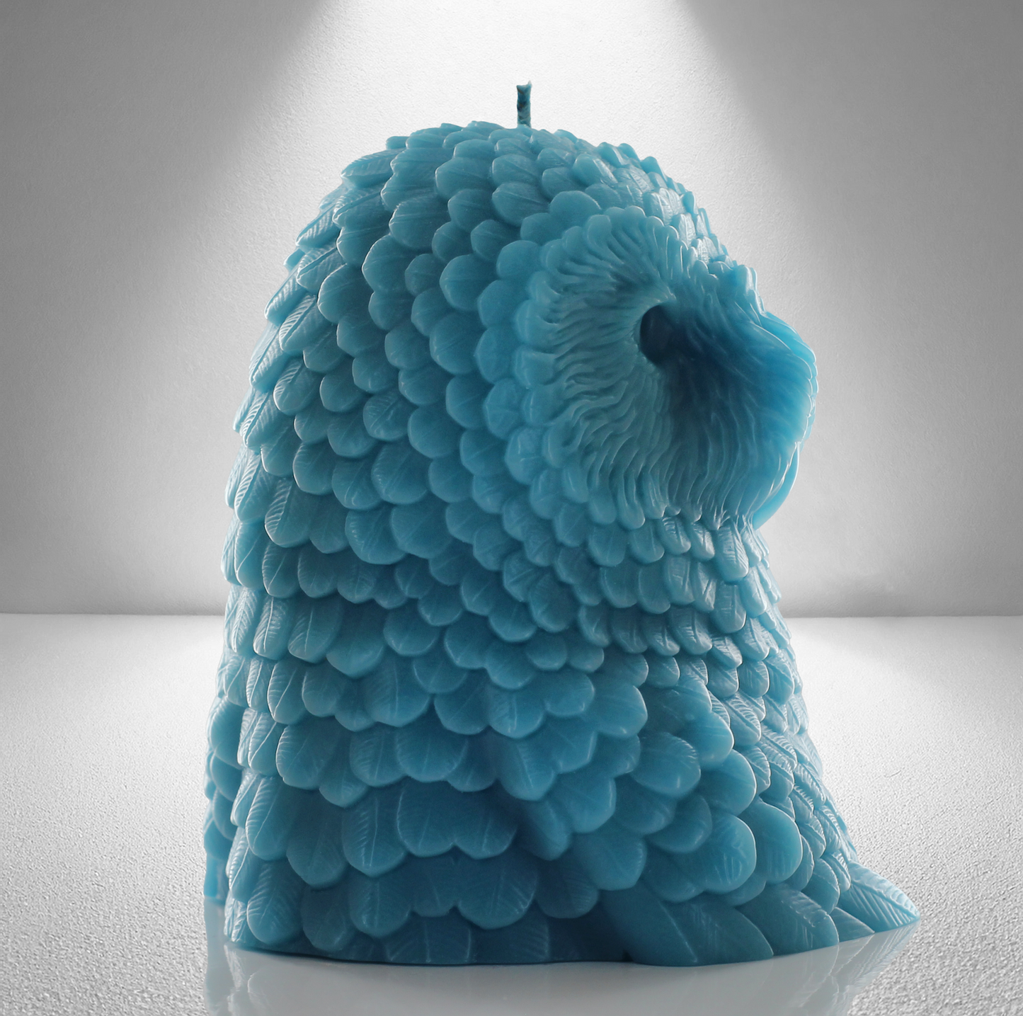 'Athena’ Snow Owl Candle- Aquamarine