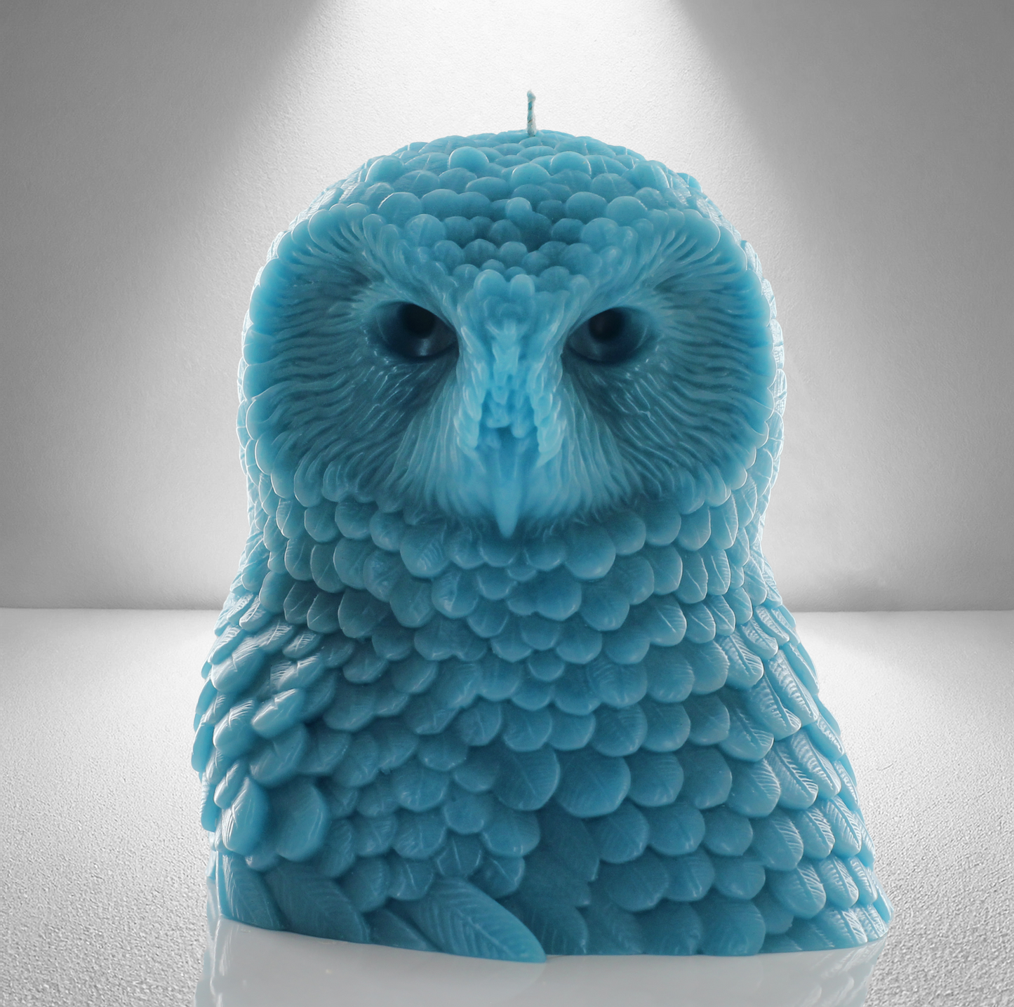 'Athena’ Snow Owl Candle- Aquamarine