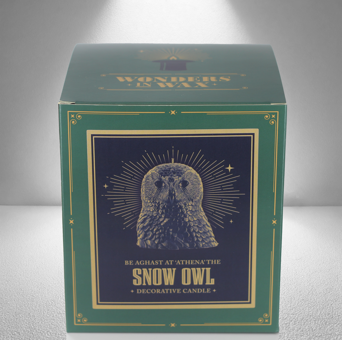 'Athena' Snow Owl Candle- Grey