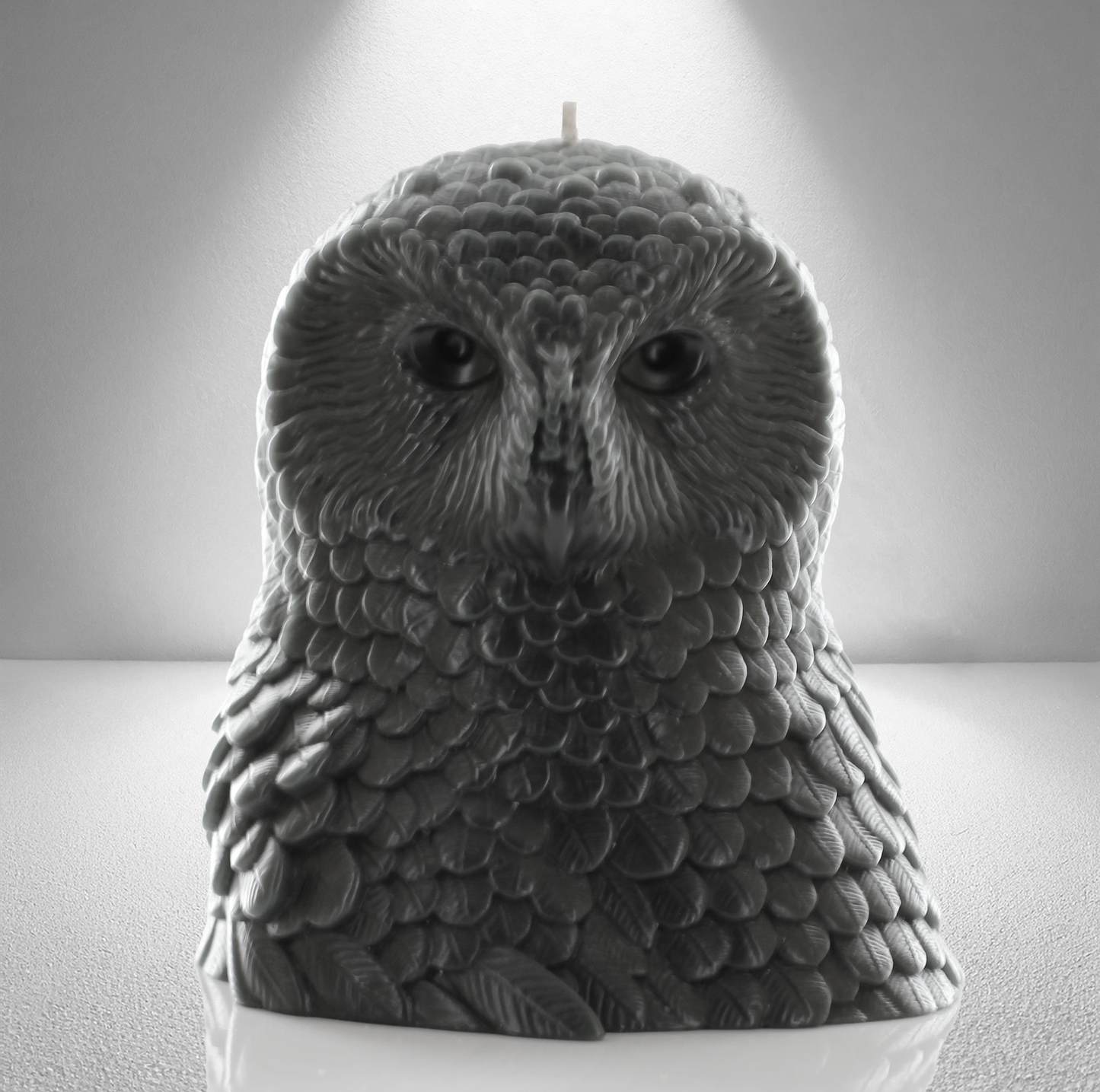 'Athena' Snow Owl Candle- Grey