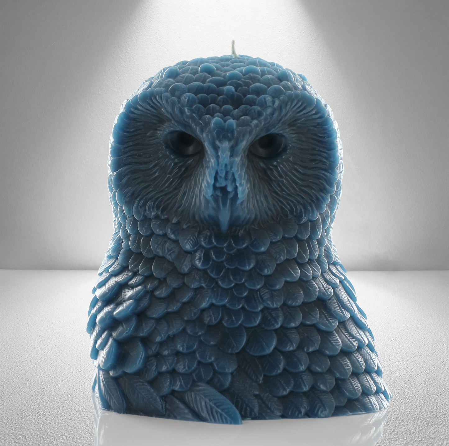 'Athena' Snow Owl Candle- Teal