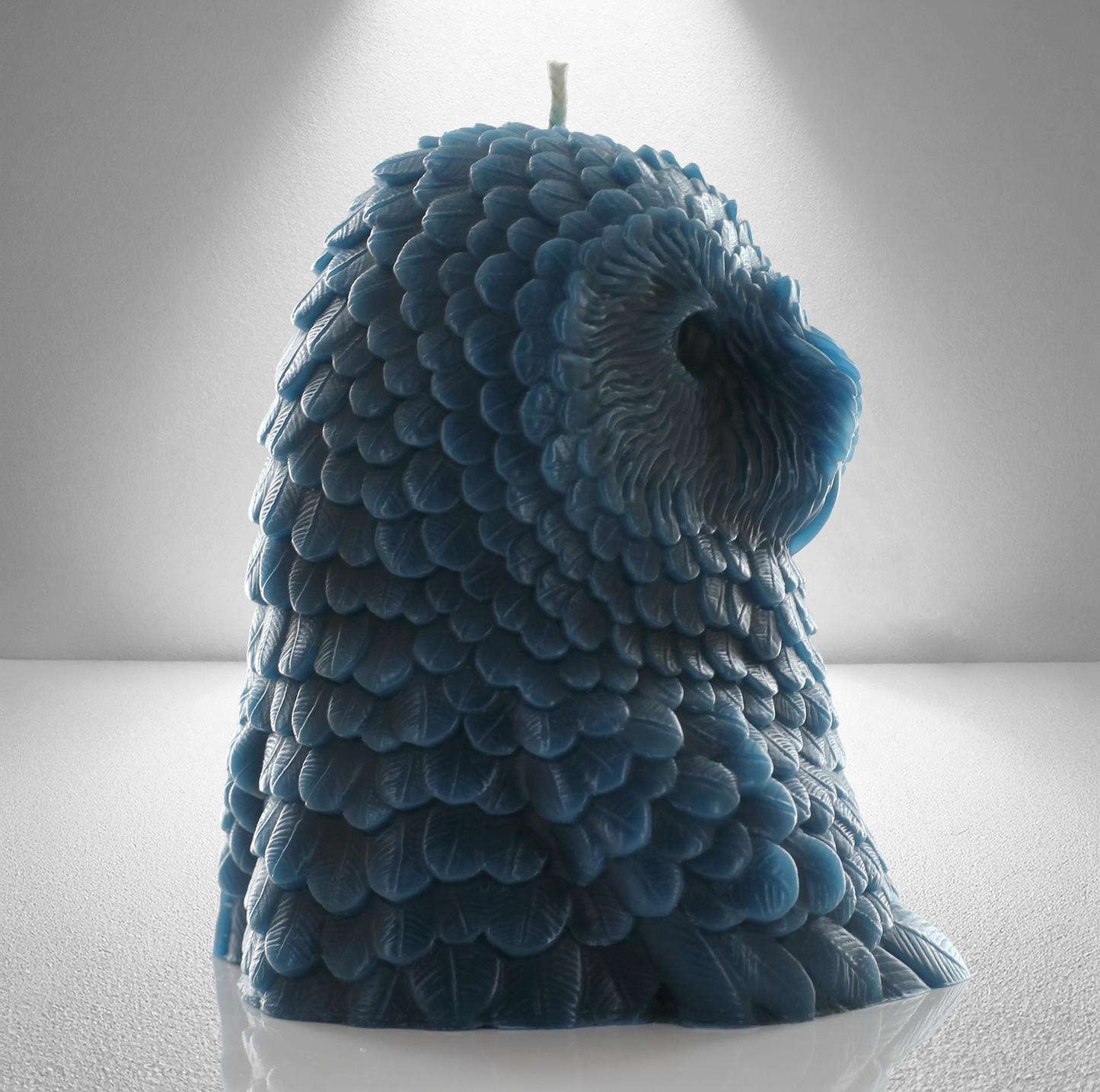 'Athena' Snow Owl Candle- Teal