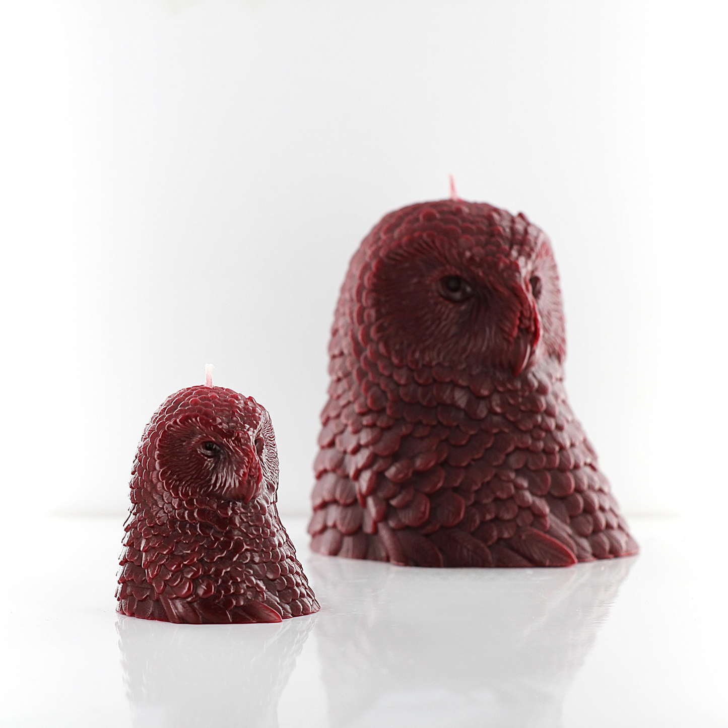 'Athena' Owl Miniature Candle- Crimson Red