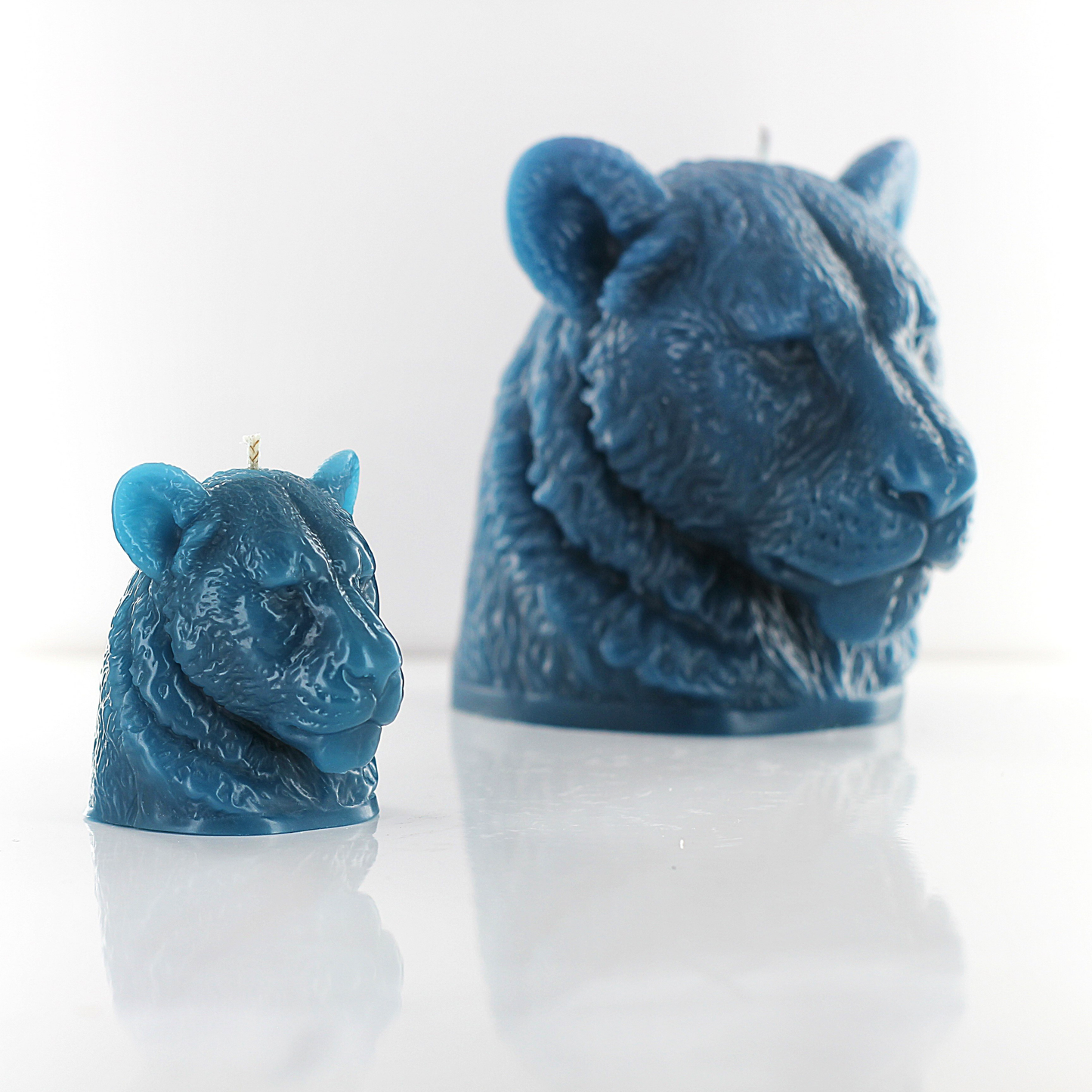 'Africa' Lioness Miniature Candle- Light Teal